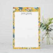 Pretty Yellow Floral Pattern 名前入り 便箋 (スタンド正面)