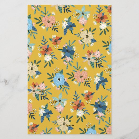 Pretty Yellow Floral Pattern 名前入り 便箋 (裏面)