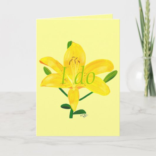 Pretty Yellow Lily Wedding Invitation Cards 招待状 (正面)