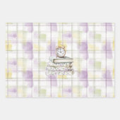 Pretty Yellow Purple Floral Books Clock Birthday ラッピングペーパーシート (正面)