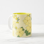 Pretty Yellow Summer Floral Pattern ツートーンマグカップ (正面左)