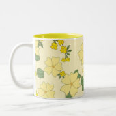 Pretty Yellow Summer Floral Pattern ツートーンマグカップ (左)