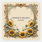 Pretty yellow sunflower elegant wedding  スクエアシール (正面)