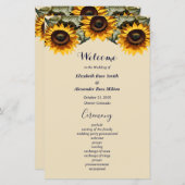 Pretty yellow sunflower elegant wedding program (正面/裏面)