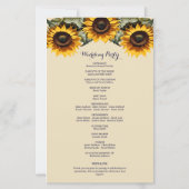 Pretty yellow sunflower elegant wedding program (裏面)