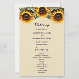Pretty yellow sunflower elegant wedding program