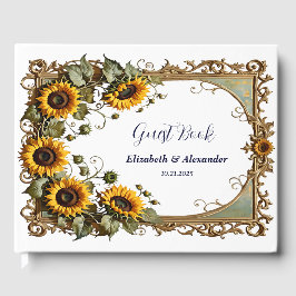 Pretty Yellow sunflower with art frame wedding  ゲストブック