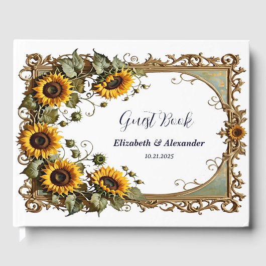 Pretty Yellow sunflower with art frame wedding  ゲストブック (正面)