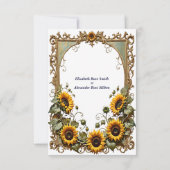 Pretty Yellow sunflower with art frame wedding  サンキューカード (裏面)