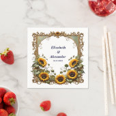 Pretty Yellow sunflower with art frame wedding  スタンダードカクテルナプキン (インサイチュ)