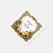 Pretty Yellow sunflower with art frame wedding  スタンダードカクテルナプキン (角)