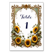 Pretty Yellow sunflower with art frame wedding テーブルナンバー (裏面)