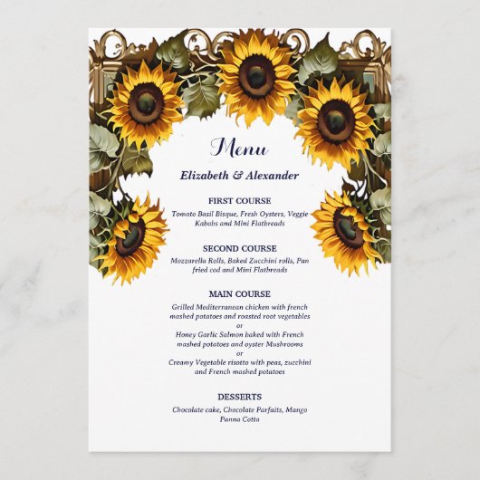 Pretty Yellow sunflower with art frame wedding メニュー (正面)
