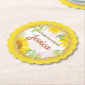 Pretty Yellow Sunflowers Baby Shower ペーパーコースター (アングル)