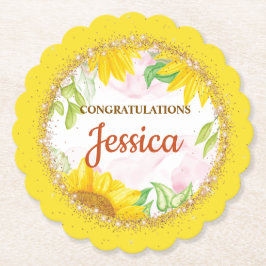 Pretty Yellow Sunflowers Baby Shower ペーパーコースター