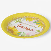 Pretty Yellow Sunflowers Baby Shower ペーパープレート (アングル)