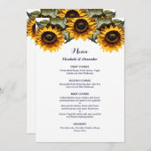 Pretty Yellow sunflowers wedding メニュー (正面/裏面)