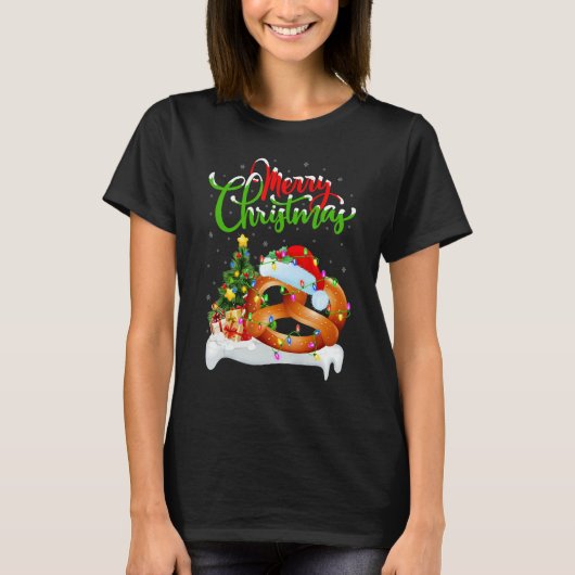 Pretzel Food   Xmas Decorations Santa Pretzel Chri Tシャツ (正面)