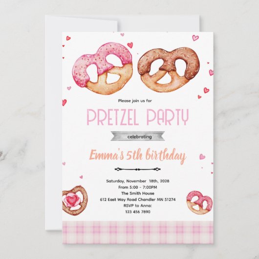 Pretzel party theme invitation 招待状 (正面)