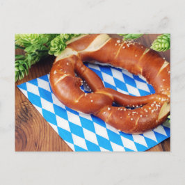 Pretzel with bavarian napkin. Oktoberfest ポストカード