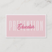 Prevention Educator ピンク ビジネスカード (正面)