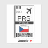 PRGプラハ搭乗券 – チェコ旅行 シール (シート)