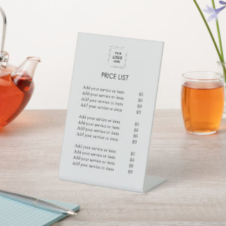 Price List | Business Logo Modern Silver Gray 台座サイン