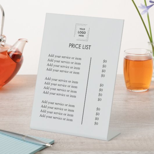 Price List | Business Logo Modern silver gray 台座サイン (インサイチュ)