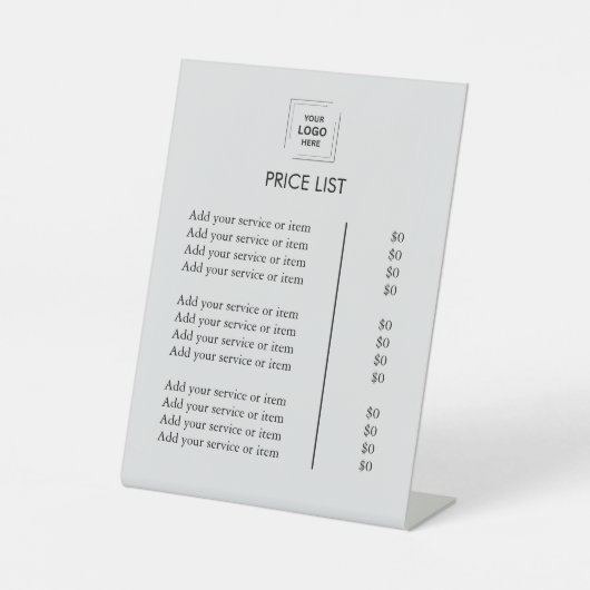 Price List | Business Logo Modern silver gray 台座サイン (正面)