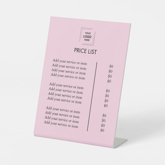 Price List | Custom Pink Business 台座サイン (正面)