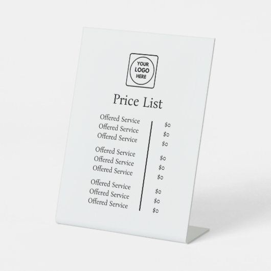 Price List Display | Modern Professional Logo  台座サイン (正面)