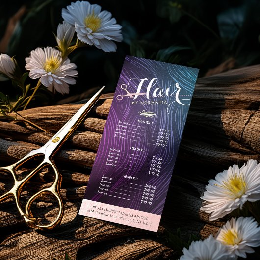 Price List Hairstylist Makeup Rose Gold Scissors ラックカード