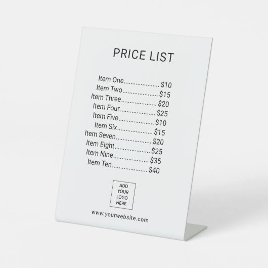 Price List Menu Business Custom Logo 台座サイン (正面)