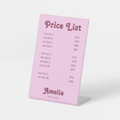 Price List Service Retro Pink  台座サイン (正面)