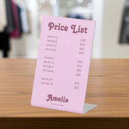 Price List Service Retro Pink  台座サイン