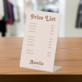 Price List Service Retro Pink Brown 台座サイン