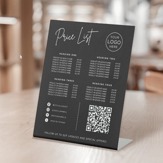 Price List Social Media Website QR Code Business 台座サイン