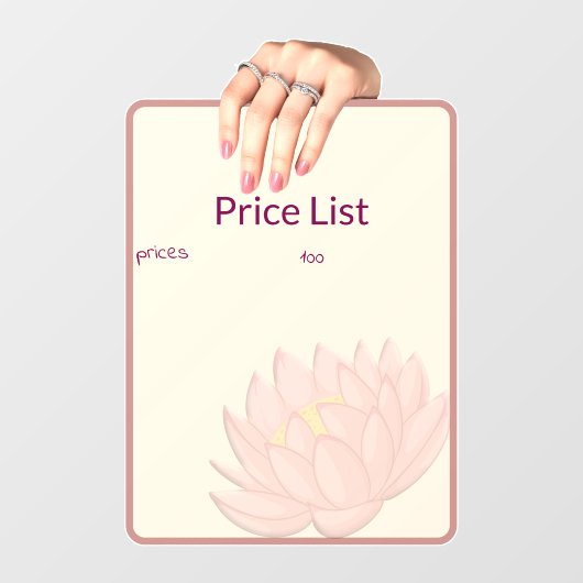 Price List Window Cling ウィンドウサイン (シート)
