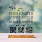 Price List With Business Logo QR Code Scan To Pay アクリルサイン (ニュートラル)