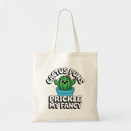 Prickle My Fancy ~ かわいいサボテンのダジャレ トートバッグ (正面)