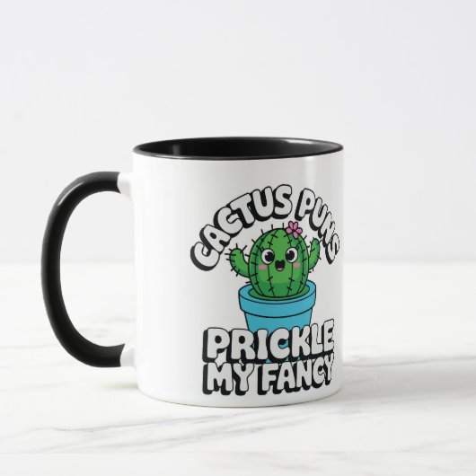 Prickle My Fancy – Cute Cactus Pun マグカップ (左)