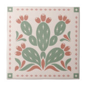 Prickly Pear Cactus - Southwest Folk Pattern タイル (正面)