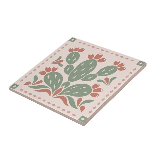 Prickly Pear Cactus - Southwest Folk Pattern タイル (側面)