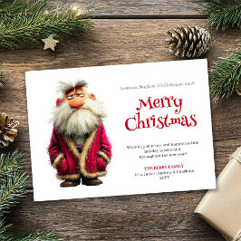 Prickly Santa funny editable Christmas greeting  シーズンカード