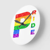 "PRIDE" レインボー #3 ラウンド壁時計 (傾斜)