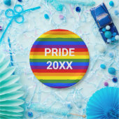 PRIDE 2023 レインボーストライプ柄パーティー ペーパープレート (パーティー)