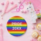 PRIDE 2023 レインボーストライプ柄パーティー ペーパープレート (パーティー)