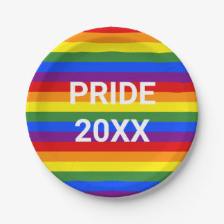 PRIDE 2023 レインボーストライプ柄パーティー ペーパープレート