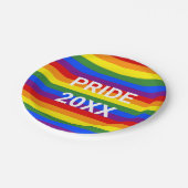 PRIDE 2023 レインボーストライプ柄パーティー ペーパープレート (アングル)