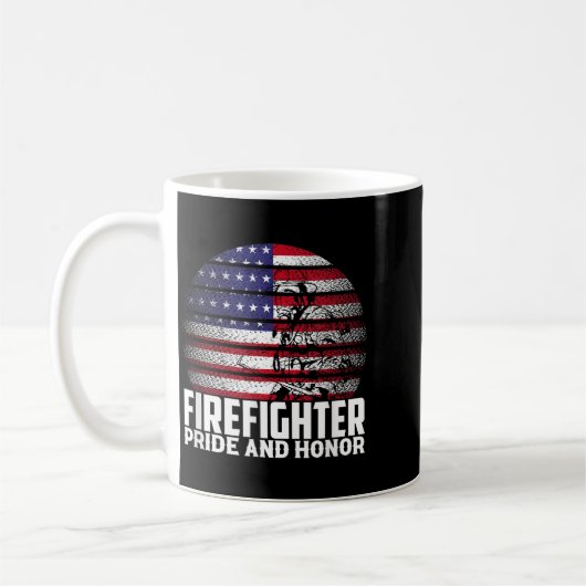 Pride And Honor Fireman Gift Proud Firefighter Quo コーヒーマグカップ (左)